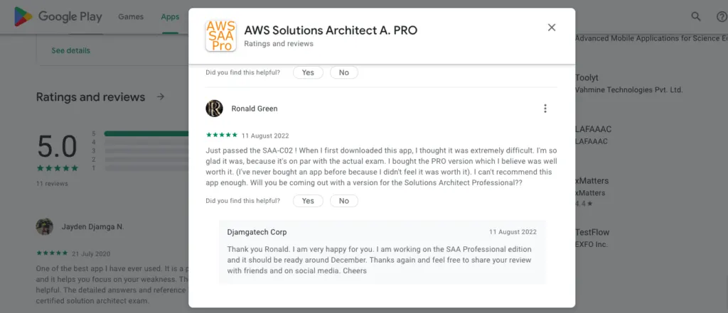 Testimonial - I passed aws saa exam using this app