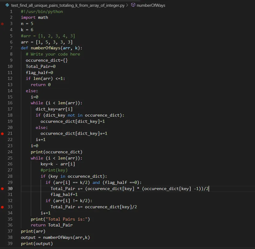 Pair Sum with Python O(n)