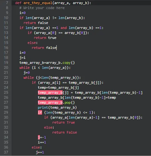 O(n) Reverse Arrays to Make Equal with Python