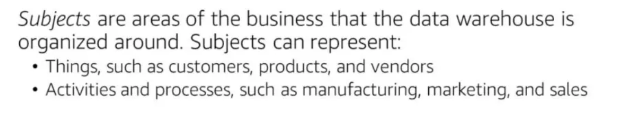 Data Warehouse - Subject-area