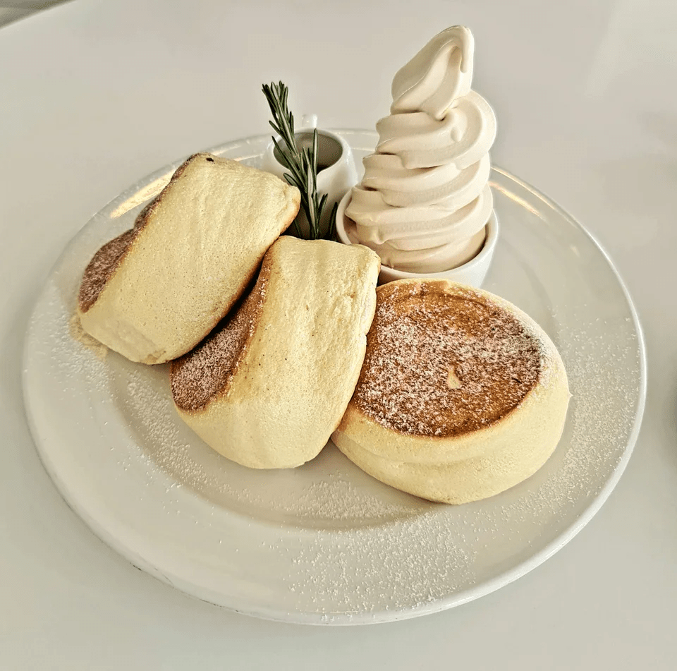 Soufflé Pancakes with Soft Serve Ice Cream