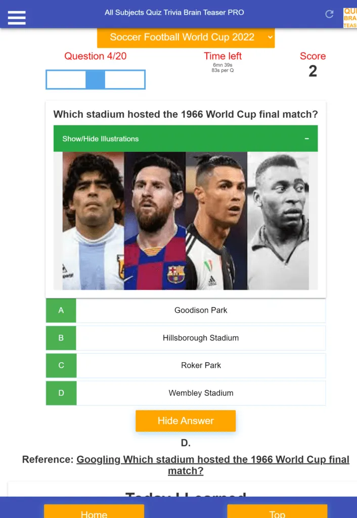 Soccer Football Quiz - Which Stadium hosted the 1966 World Cup?