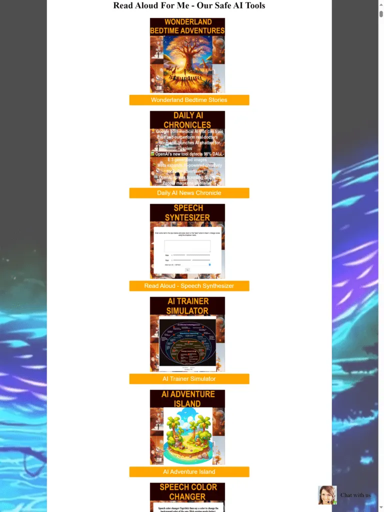 AI Dashboard - Wonderland Bedtime Stories - Safe Ai for All